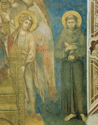 Sint Franciscus met een engel fresco (detail) door Giovanni Cimabue